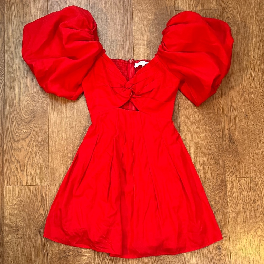 ASTR The Label Red Puff Sleeve Mini Dress Size XS
